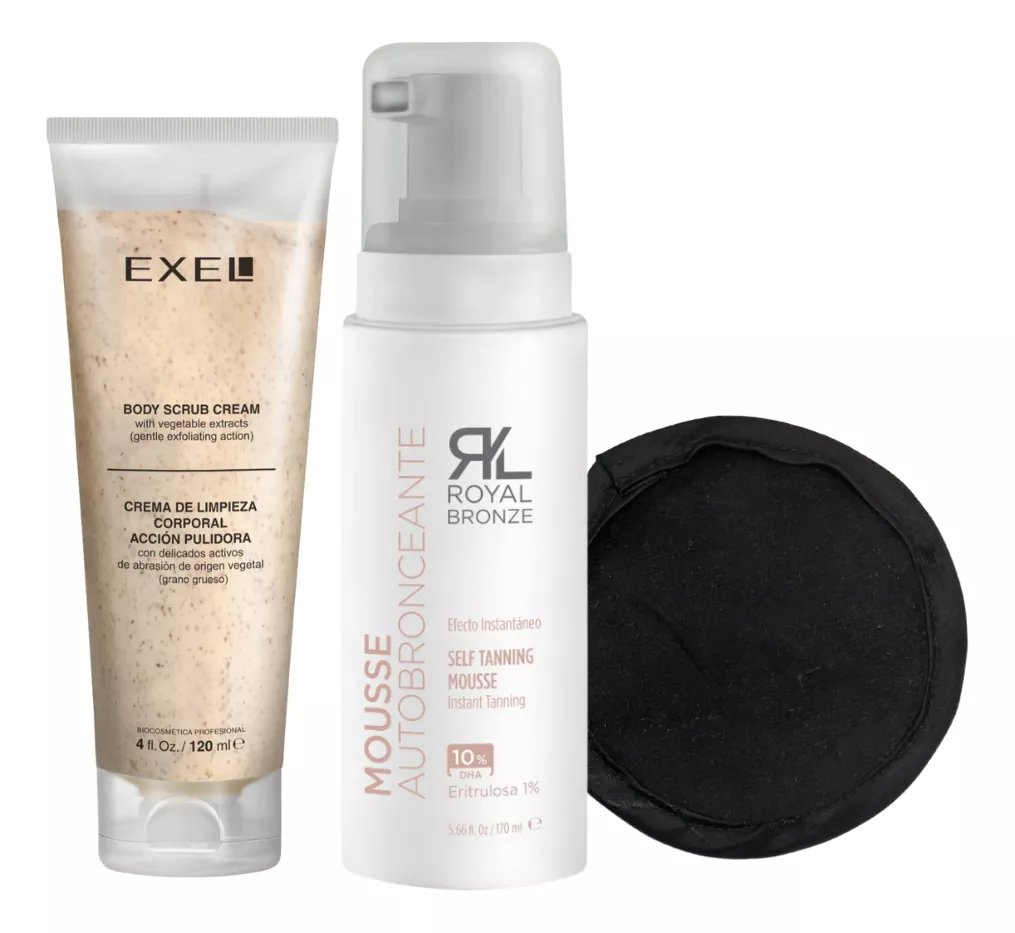 Kit Autobronceante Mousse + Pad Aplicador - Scrub Corporal - Exel Uruguay