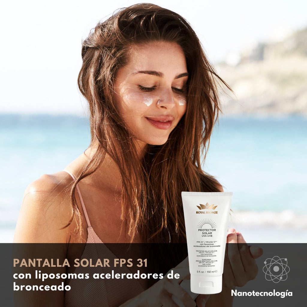 Protector Solar facial y corporal Fps 31 con Acelerador de Bronceado - Exel Uruguay